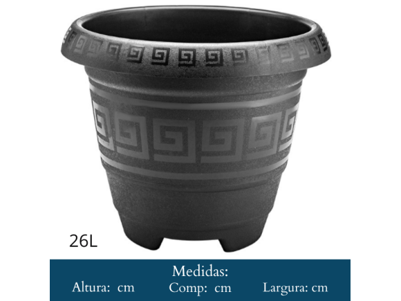 VASO REDONDO  EG 26    LITROS  PRETO  021108