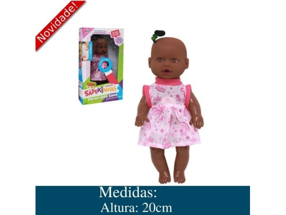 BONECA SAPEKINHA NEGRA PRIMEIROS SONS REF 479