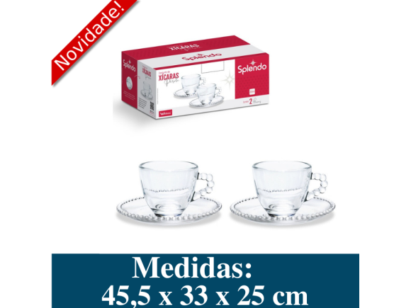 CONJ XICARA VIDRO 220 ML 2 PCS TRAP PEROLA REF. 7217