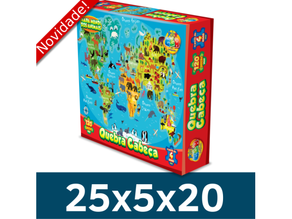 QUEBRA CABECA - 120 PCS - MAPA MUNDI DOS ANIMAIS 1012