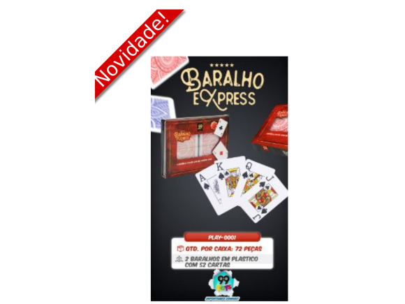  JOGOS 2  DE BARALHO EM PLASTICO COM 52 CARTAS - TAM: 12,0 X 9,0 X 2,5 CM PLAY-0001-QO