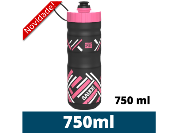 SQUEEZE SPORT PRETA TAMPA ROSA COM ALCA 750 ML 920