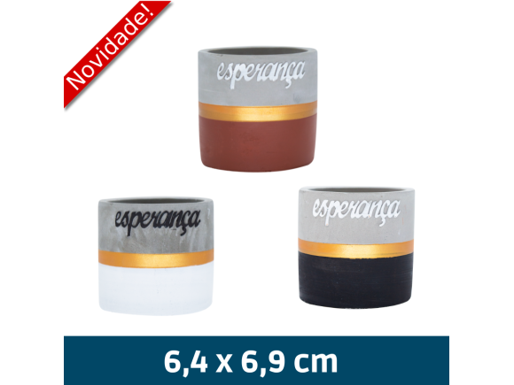 CACHEPOT ESPERANCA 6,4X6,9CM CIMENTO SORTIDO CT2623