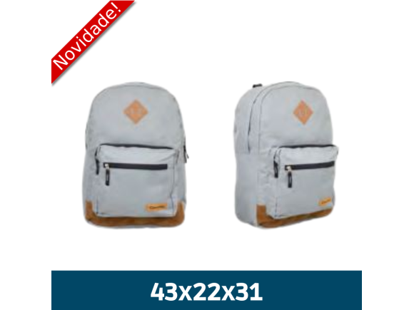 MOCHILA CASUAL EM POLIESTER CINZA E MARROM YS29158C