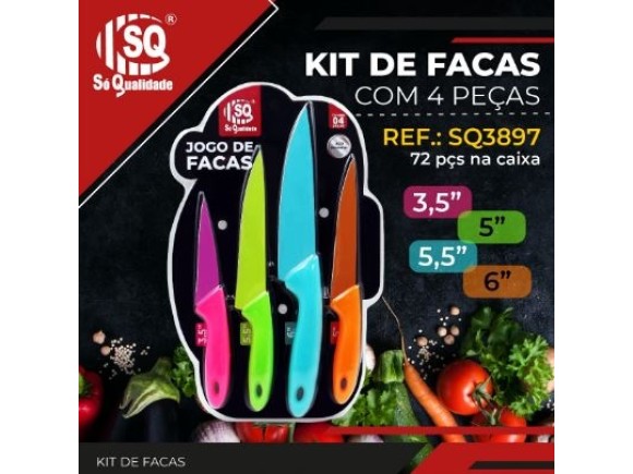 CONJUNTO COM 4 FACASDE INOX SQ3897