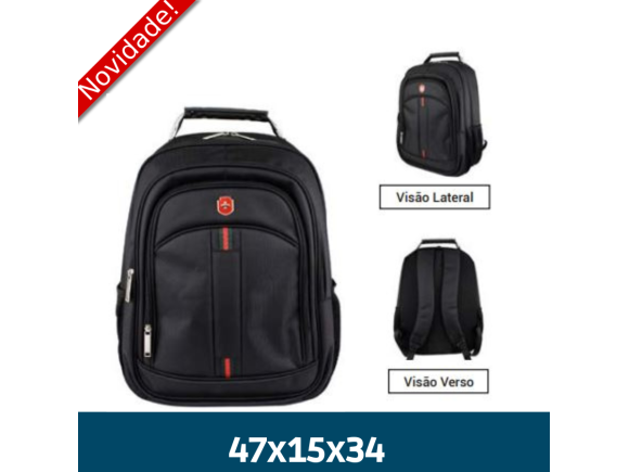 MOCHILA EXECUTIVA LINES 18  POLIESTER  C/ COMPART PARA NOTEBOOK PRETA SL04014