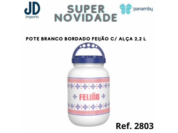 POTE BRANCO BORDADO FEIJÃO C/ ALÇA 2,2 L   .977