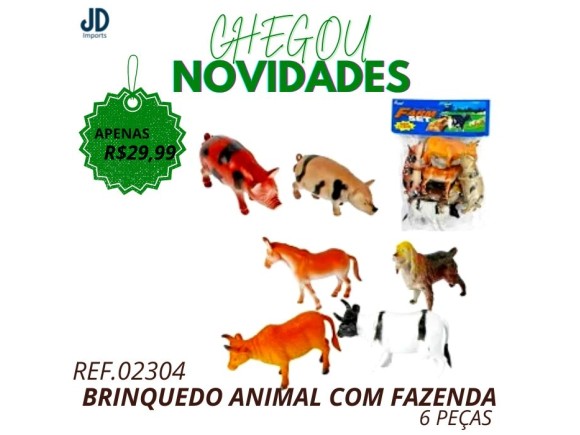 BRINQUEDO ANIMAL   COM   6  FAZENDA  PECAS