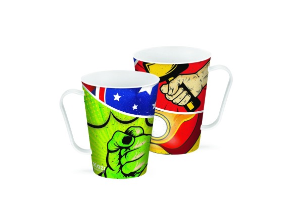 CANECA  DECORADA  PLASTICO  HEROI 430ML  1402H