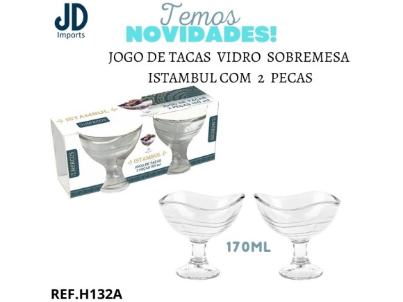 JOGO DE TACAS  VIDRO  SOBREMESA  ISTAMBUL COM  2  PECAS  170ML  H132A