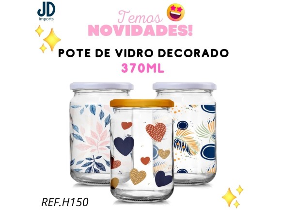 POTE DE  VIDRO DECORADO   370ML  H150