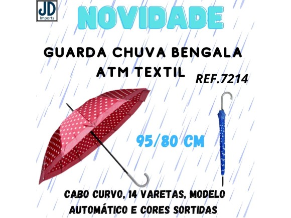 GUARDA CHUVA BENGALA ATM TEXTIL SORTIDO -CO20011