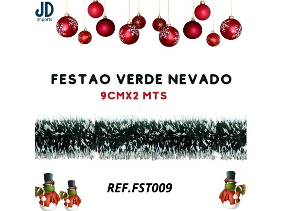 FESTÃO VERDE NEVADO 9CM X 2MTS  FST009