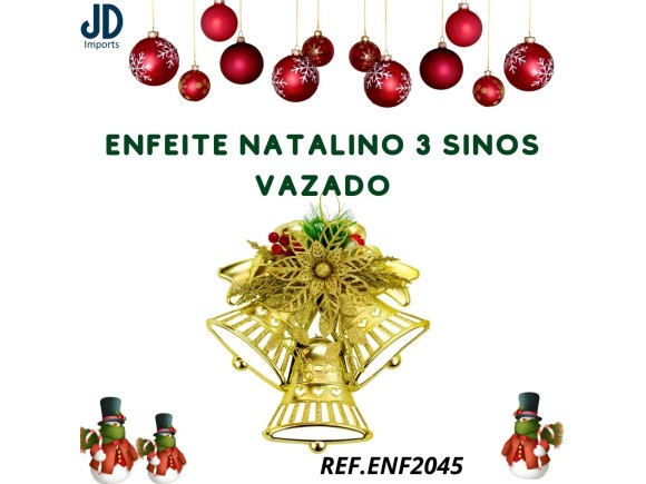 ENFEITE NATALINO 3 SINOS VAZADOS 185 X 17CM ENF2045