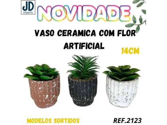 VASO CERAMICA C/ FLORES VA7205