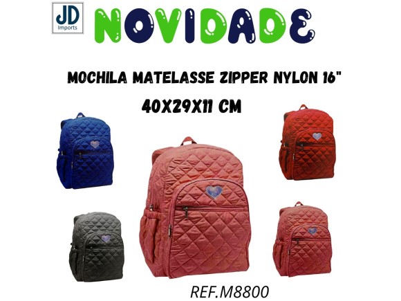 MOCHILA MATELASSE ZIPPER NYLON 16  40*29*11