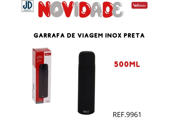 GARRAFA DE VIAGEM INOX  PRETA 500ML  WX11155