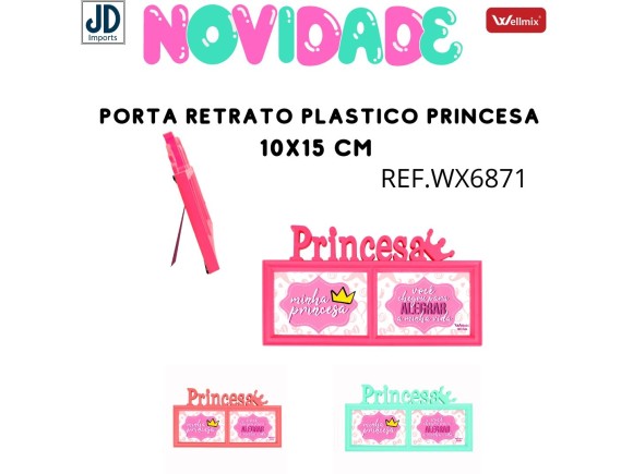 PORTA RETRATO PLASTICO 10X15 PRINCESA DUPLO WX6871