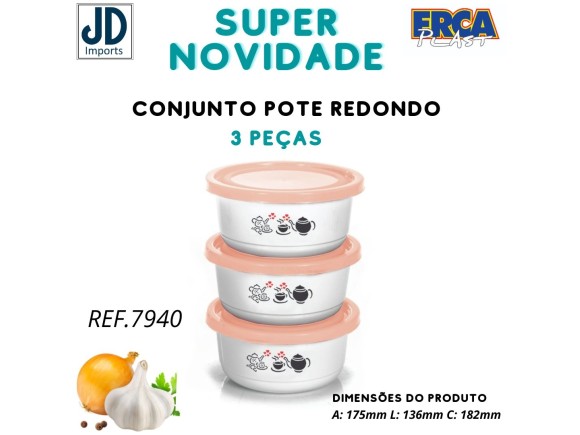 CONJ. POTE REDONDO MD 3 PCS - DEC. - LINHA PRIME 1794